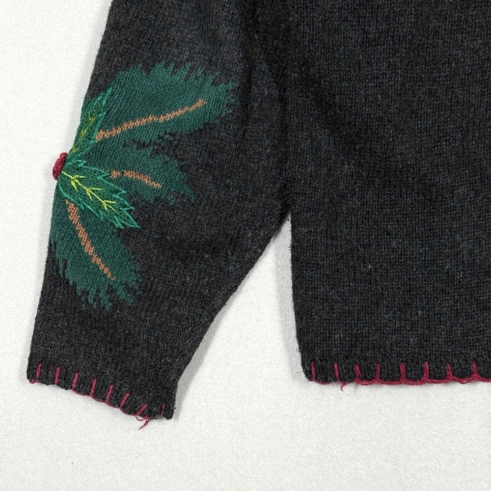 Vintage Christmas Sweater‎ Women Medium Cardigan Cardinal Holly Embroidered 90s - Picture 10 of 13